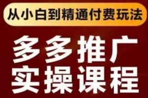 拼多多推广实操课程，从小白到精通付费玩法