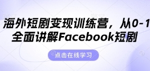 昕月老师·海外短剧变现训练营，从0-1全面讲解Facebook短剧