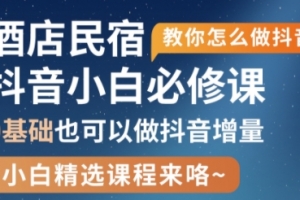姜老师·抖音本地生活酒店民宿运营，0基础也可以做抖音增量