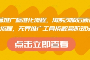 寒冰电商·淘系运营推广标准化流程，淘系改版后新品布局全流程，无界推广工具拆解高阶玩法
