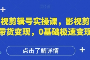 许悦老师影视剪辑号实操课，影视剪辑带货变现，0基础极速变现