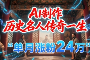 暴力起号！用AI制作历史名人传奇一生，单月涨粉24W，涨粉+变现赛道黑马来了【揭秘】