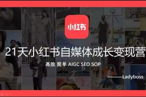 Ladyboss全域运营21天小红书自媒体成长变现营，高效 简单 AIGC SEO SOP
