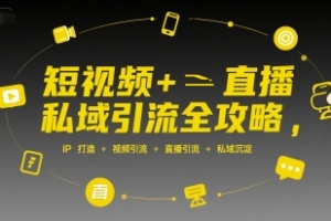 短视频+直播私域引流全攻略，IP打造 +视频引流 +直播引流 +私域沉淀