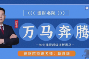 德财院靳良雄万马奔腾高阶股市技战实训捕捉超级连板黑马系统课