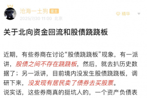 沧海一土狗7月30日文章关于北向资金回流和股债跷跷板 1文章