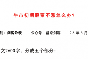 【盛京剑客付费文250805】：牛市初期股票不涨怎么办？