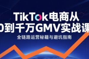 TikTok电商从0到千万GMV实战课，从0到1拆解实战秘籍