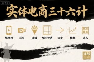 实体电商三十六计，短视频-获客-直播-矩阵营销-流量-数据-选品