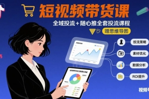 最新短视频带货课，全域投流+随心推全套投流课程+思维导图