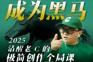 成为黑马—清醒老C的极简创作全局课，简单算法解决复杂问题，一套短视频自媒体快速突围课