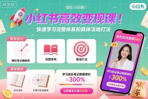 小红书高效变现课，普通人也能引爆小红书快速学习小红书完整体系和具体落地打法