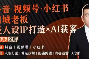 抖音视频号小红书同城老板轻人设IP打造+AI获客实战课，人设打造-算法拆解-拍摄剪辑-内容运营-AI创作