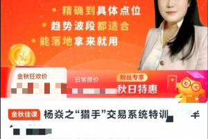 杨焱之“猎手”交易系统特训，期货交易课程