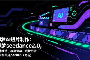 即梦AI短片制作，AI短片创作课，即梦seedance2.0，脚本生成、视频渲染、成片剪辑