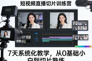 胡说老王-短视频直播切片训练营，7天系统化教学，从0基础小白到切片熟练
