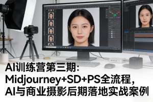 AI训练营第三期：Midjourney+SD+PS全流程，AI与商业摄影后期落地实战案例