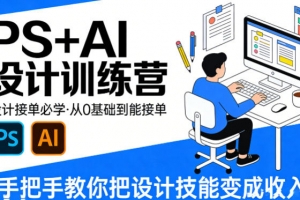 设计接单必学，PS+AI设计训练营，从0基础到能接单，手把手教你把设计技能变成收入