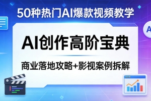 50种热门AI爆款视频教学，AI创作高阶宝典，商业落地攻略+影视案例拆解