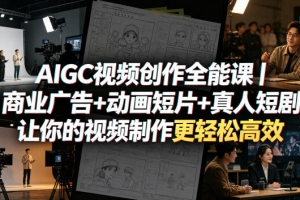 AIGC视频创作全能课｜商业广告+动画短片+真人短剧，让你的视频制作更轻松高效